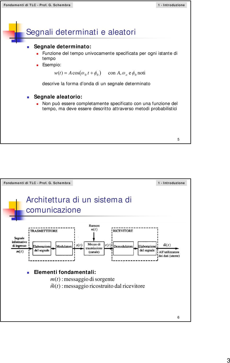 essere completamente specificato con una funzione del tempo, ma deve essere descritto attraverso metodi probabilistici 5