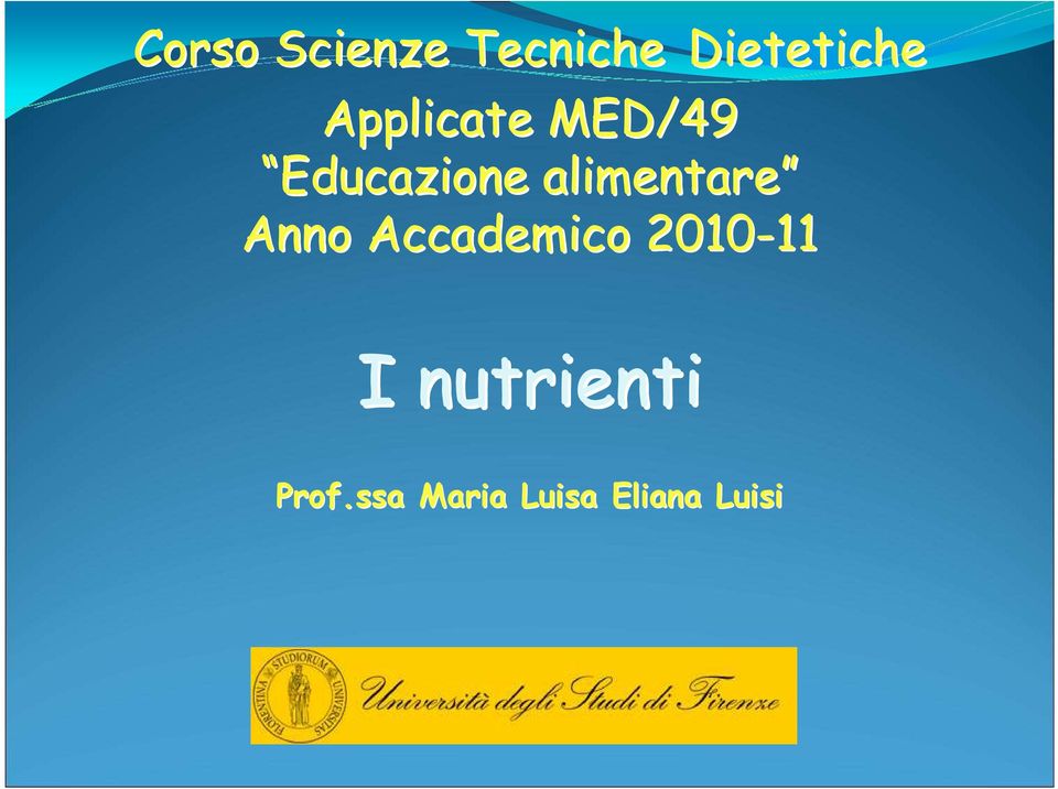 alimentare Anno Accademico 2010-11