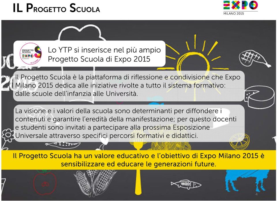 La visione e i valori della scuola sono determinanti per diffondere i contenuti e garantire l eredità della manifestazione; per questo docenti e studenti sono invitati