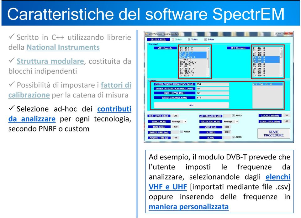 analizzare per ogni tecnologia, secondo PNRF o custom Ad esempio, il modulo DVB-T prevede che l utente imposti le frequenze da