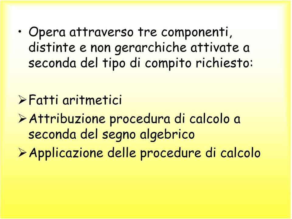 richiesto: Fatti aritmetici Attribuzione procedura di