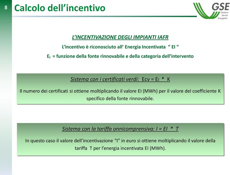 moltiplicando il valore EI (MWh) per il valore del coefficiente K specifico della fonte rinnovabile.