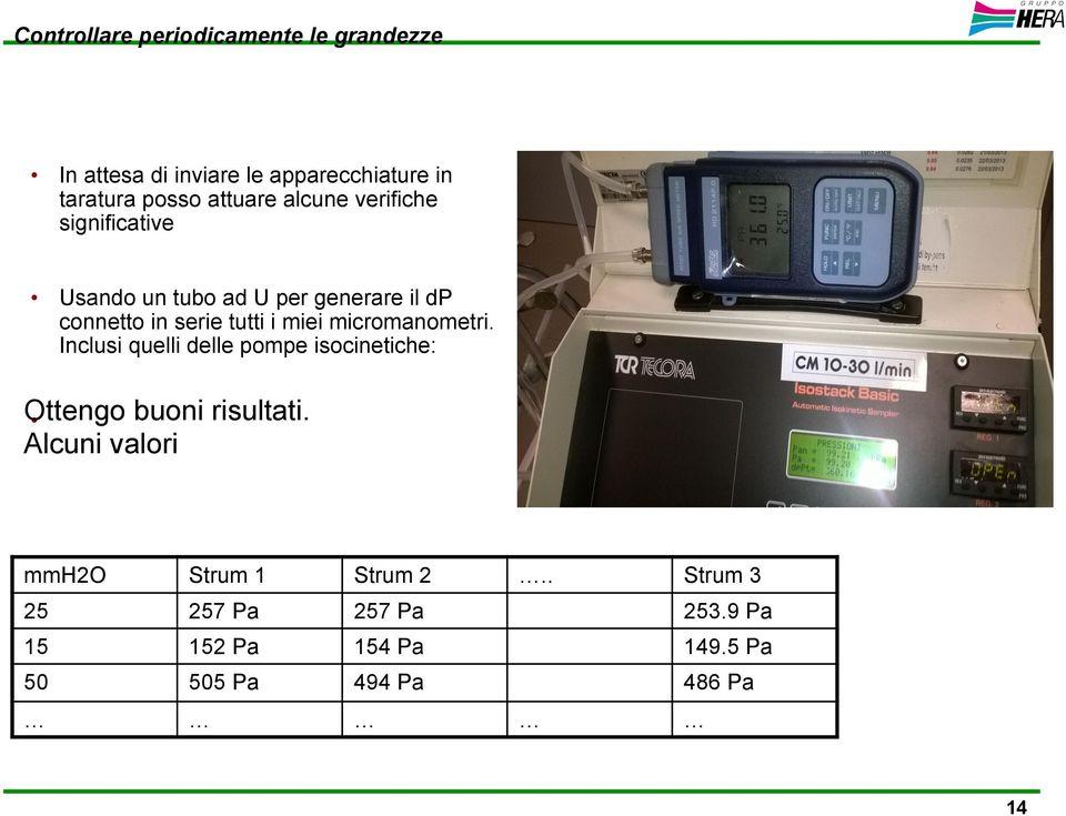 miei micromanometri. Inclusi quelli delle pompe isocinetiche: Ottengo buoni risultati.