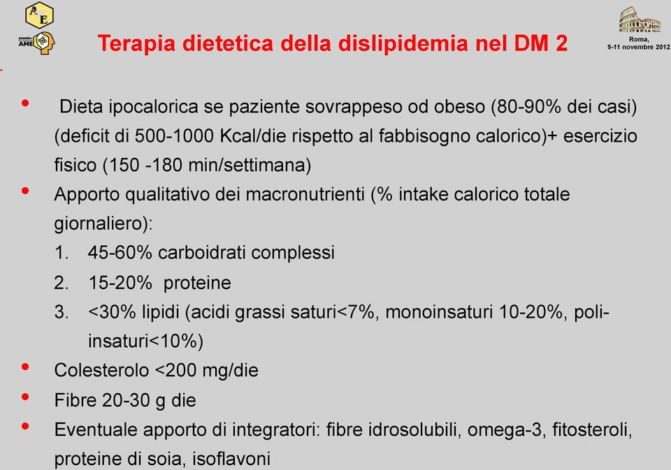 giornaliero): 1. 45-60% carboidrati complessi 2. 15-20% proteine 3.