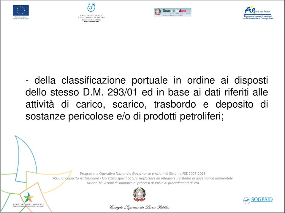 293/01 ed in base ai dati riferiti alle attività di