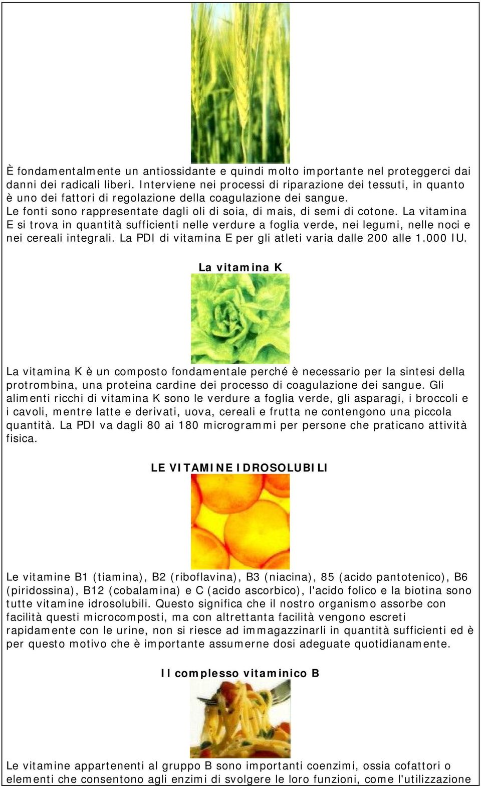 La vitamina E si trova in quantità sufficienti nelle verdure a foglia verde, nei legumi, nelle noci e nei cereali integrali. La PDI di vitamina E per gli atleti varia dalle 200 alle 1.000 IU.