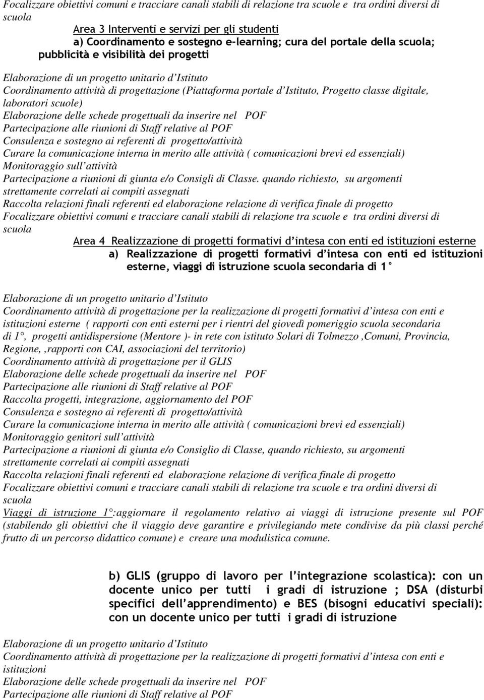 quando richiesto, su argomenti Area 4 Realizzazione di progetti formativi d intesa con enti ed istituzioni esterne a) Realizzazione di progetti formativi d intesa con enti ed istituzioni esterne,