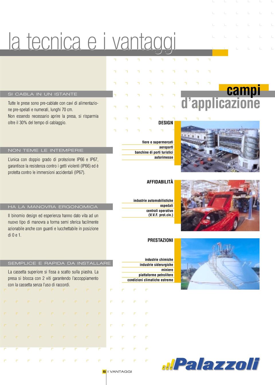 DESIGN campi d applicazione NON TEME LE INTEMPERIE L unica con doppio grado, garantisce la resistenza contro i getti violenti (IP66) ed è protetta contro le immersioni accidentali (IP67).