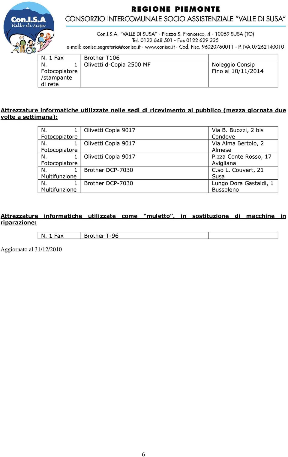 Buozzi, 2 bis Condove Olivetti Copia 9017 Via Alma Bertolo, 2 Almese Olivetti Copia 9017 P.