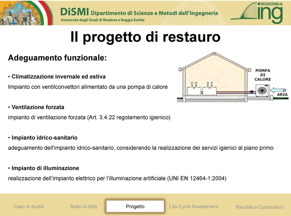 22 regolamento igienico) Impianto idrico-sanitario adeguamento dell'impianto idrico-sanitario, considerando la