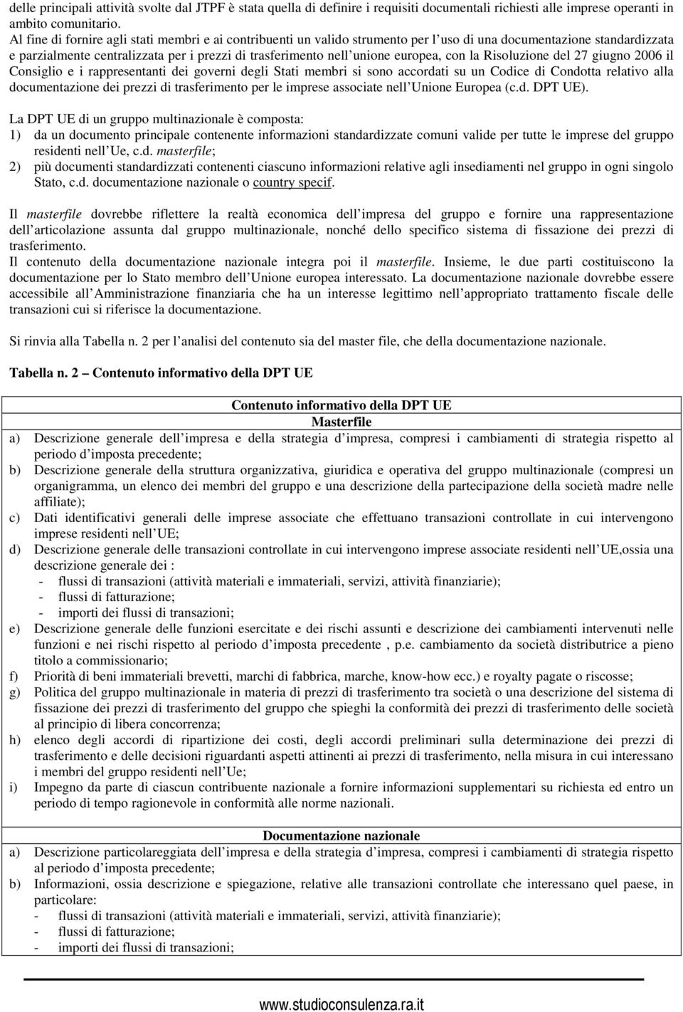 europea, con la Risoluzione del 27 giugno 2006 il Consiglio e i rappresentanti dei governi degli Stati membri si sono accordati su un Codice di Condotta relativo alla documentazione dei prezzi di