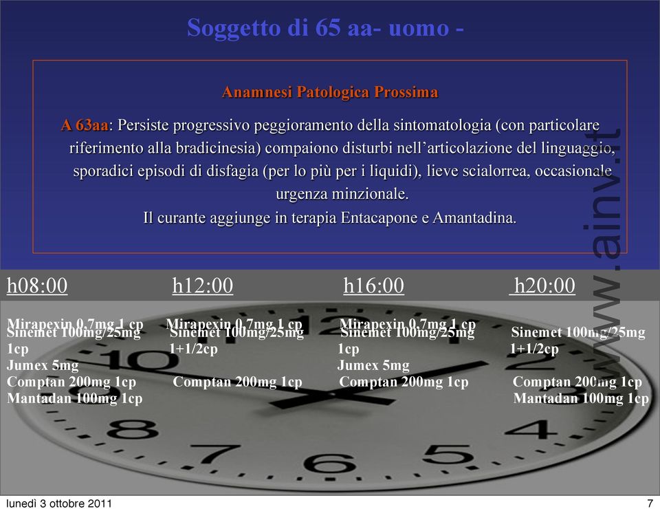 Il curante aggiunge in terapia Entacapone e Amantadina.