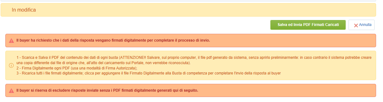 Presentazione dell offerta (Sottoscrizione) 64 Caricati i PDF firmati digitalmente delle buste confermarne il salvataggio e l invio degli stessi cliccando su «Salva