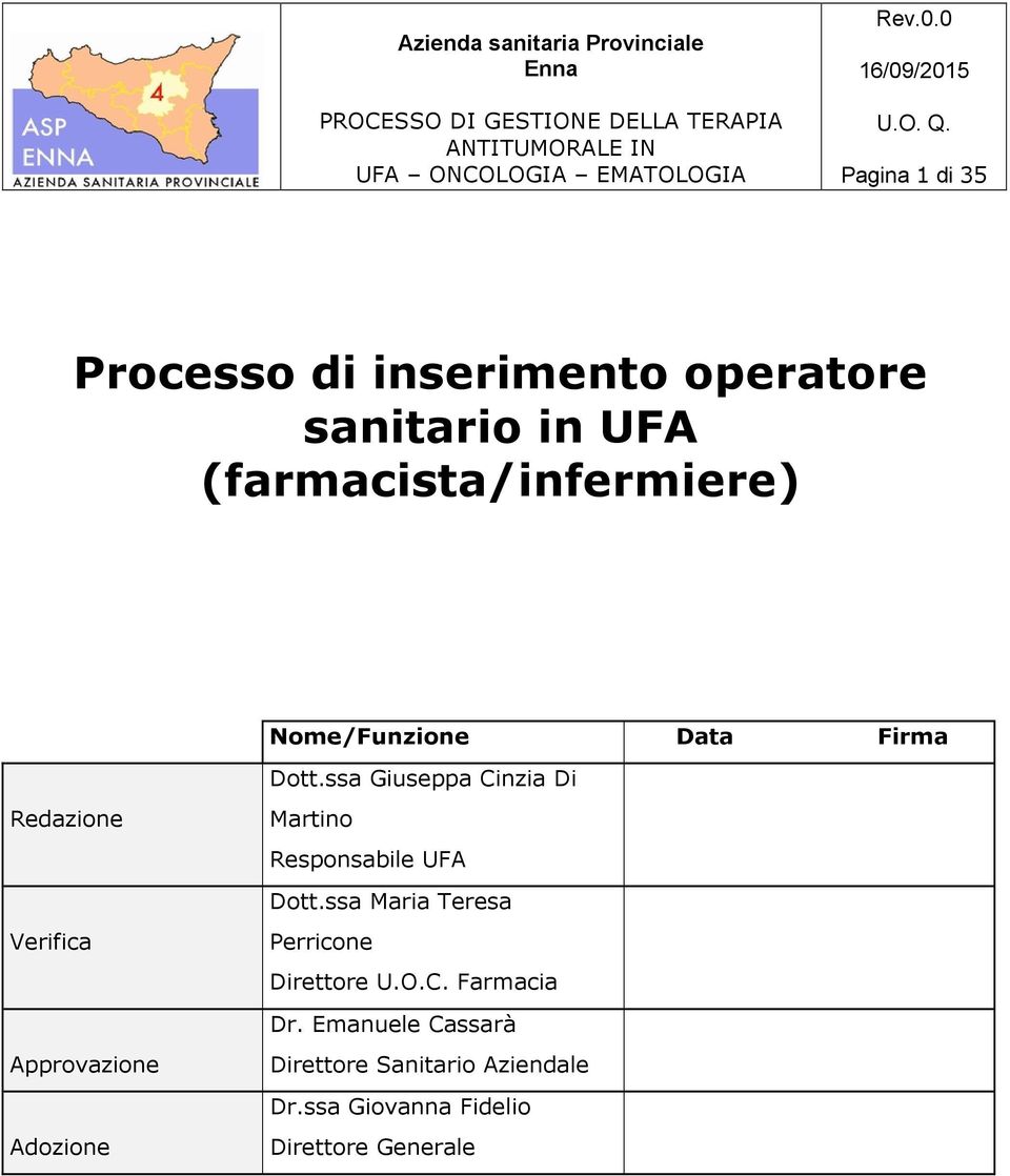 ssa Giuseppa Cinzia Di Martino Responsabile UFA Dott.