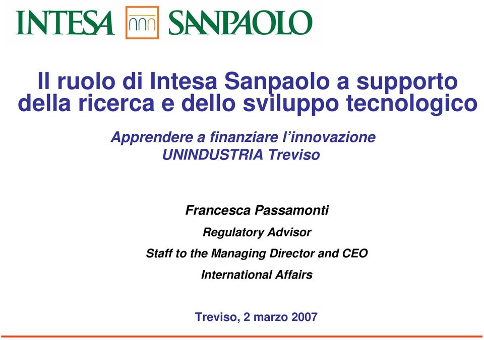 UNINDUSTRIA Treviso Francesca Passamonti Regulatory Advisor Staff