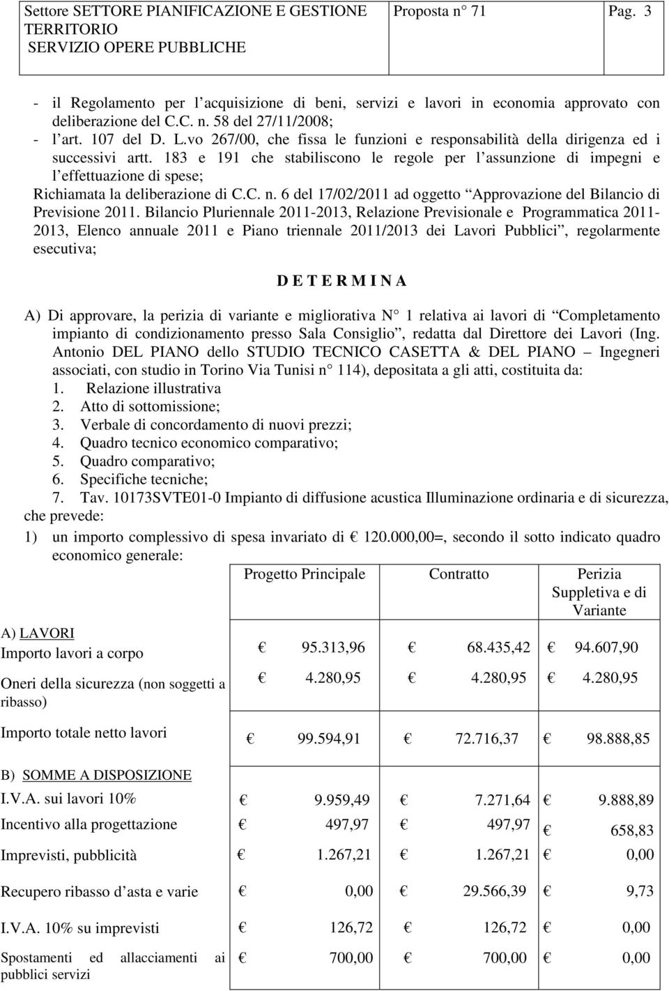 183 e 191 che stabiliscono le regole per l assunzione di impegni e l effettuazione di spese; Richiamata la deliberazione di C.C. n.