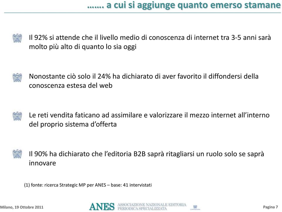 reti vendita faticano ad assimilare e valorizzare il mezzo internet all interno del proprio sistema d offerta Il 90% ha dichiarato che