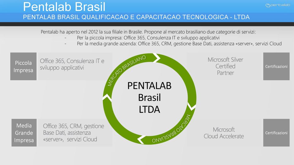 Propone al mercato brasiliano due categorie di servizi: - Per la piccola impresa: Office 365,