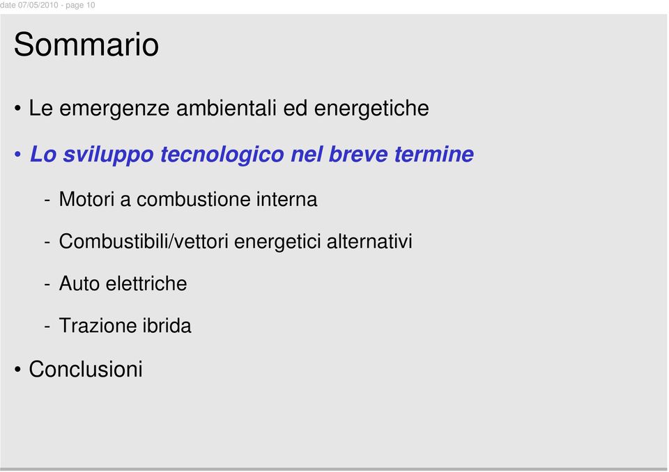 Motori a combustione interna - Combustibili/vettori