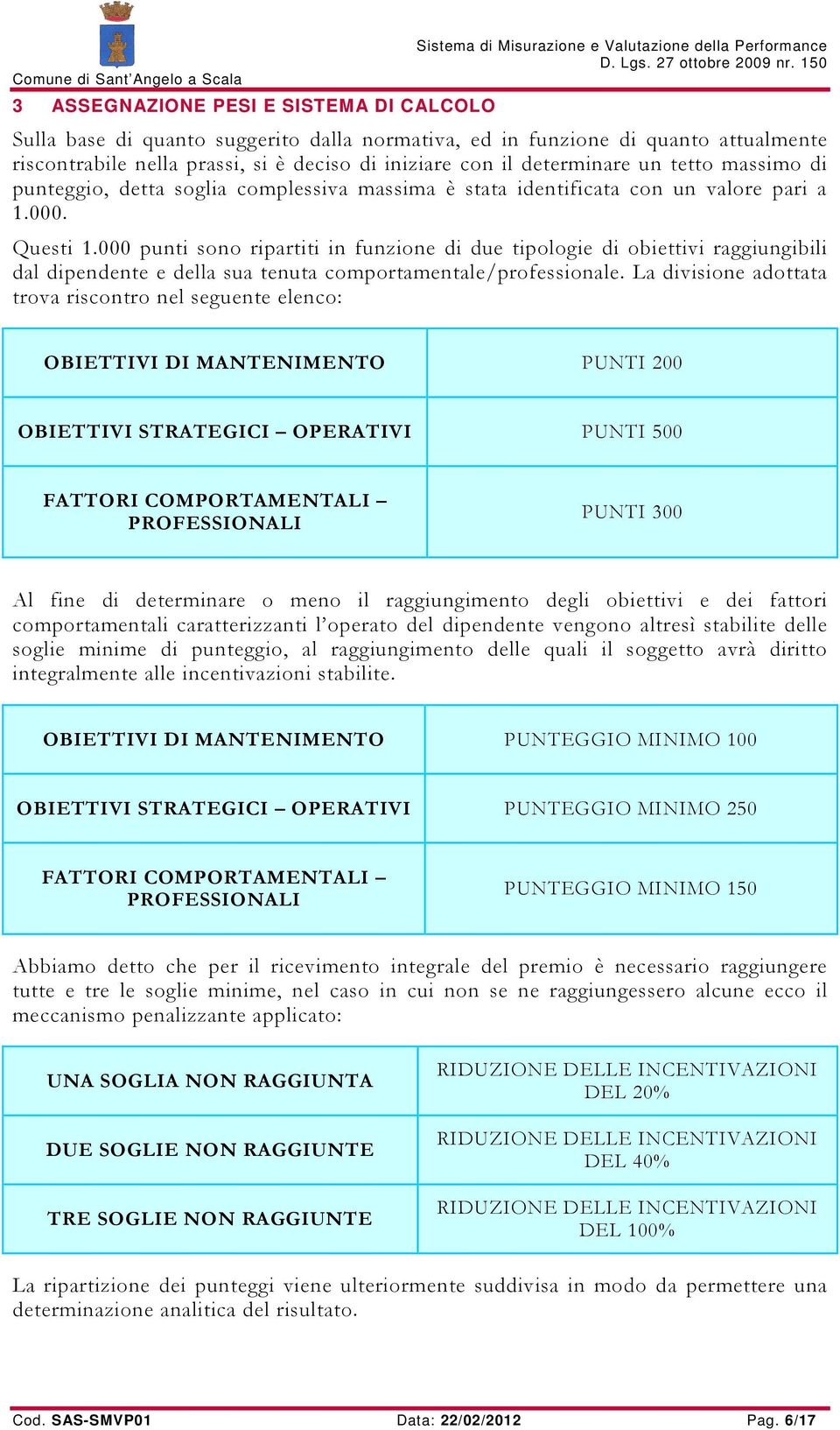 000 punti sono ripartiti in funzione di due tipologie di obiettivi raggiungibili dal dipendente e della sua tenuta comportamentale/professionale.