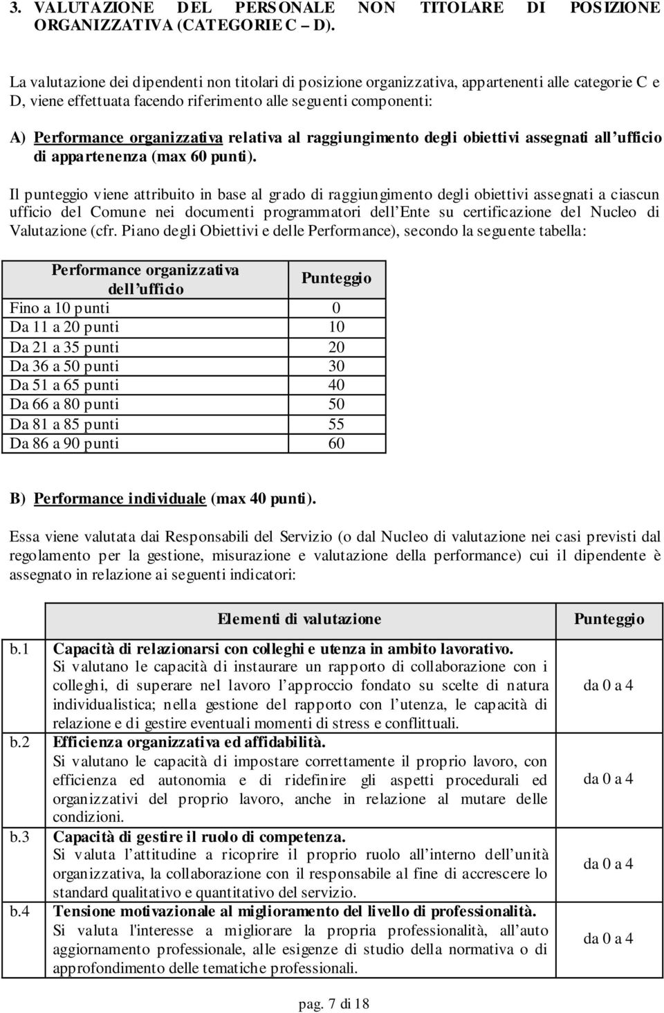 relativa al raggiungimento degli obiettivi assegnati all ufficio di appartenenza (max 60 punti).