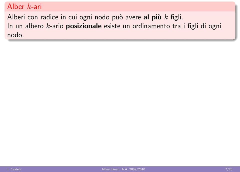 In un albero k-ario posizionale esiste un