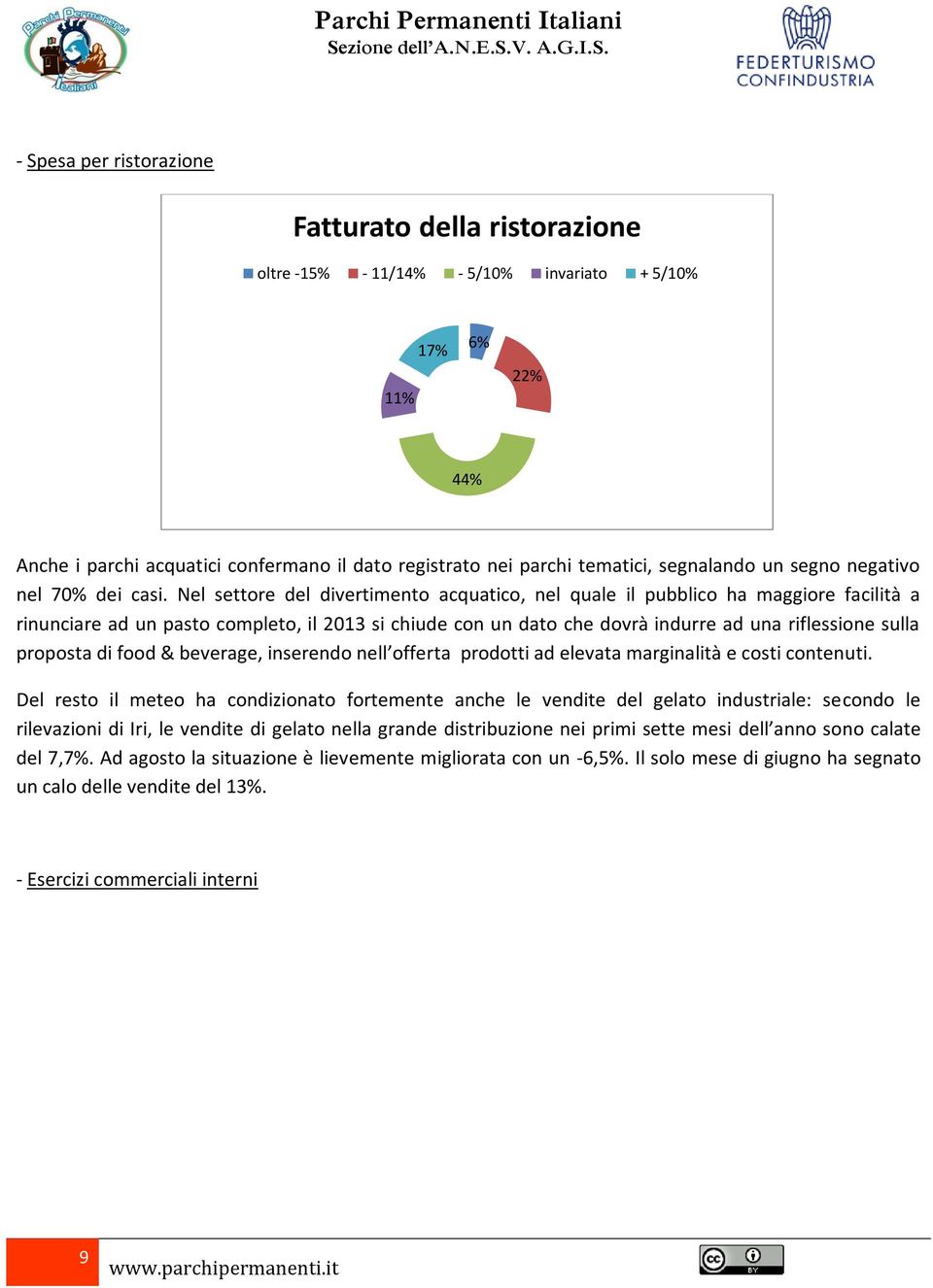 Nel settore del divertimento acquatico, nel quale il pubblico ha maggiore facilità a rinunciare ad un pasto completo, il 2013 si chiude con un dato che dovrà indurre ad una riflessione sulla proposta