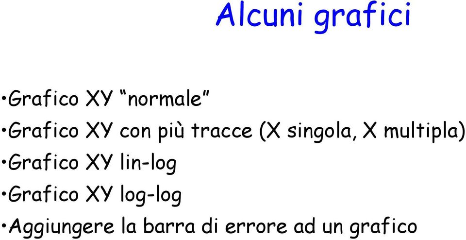 Grafico XY lin-log Grafico XY log-log