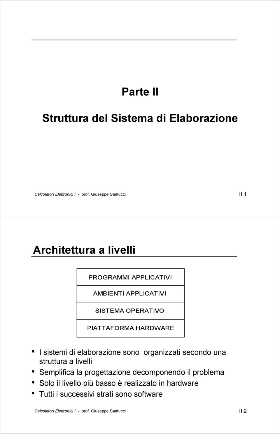 PIATTAFORMA HARDWARE I sistemi di elaborazione sono organizzati secondo una struttura a