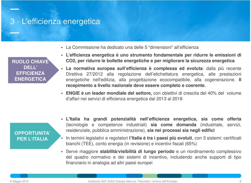 regolazione dell etichettatura energetica, alle prestazioni energetiche nell'edilizia, alla progettazione ecocompatibile, alla cogenerazione.