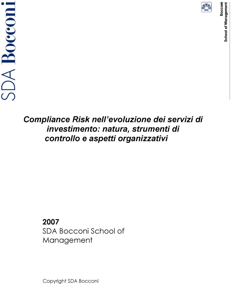 controllo e aspetti organizzativi 2007 SDA