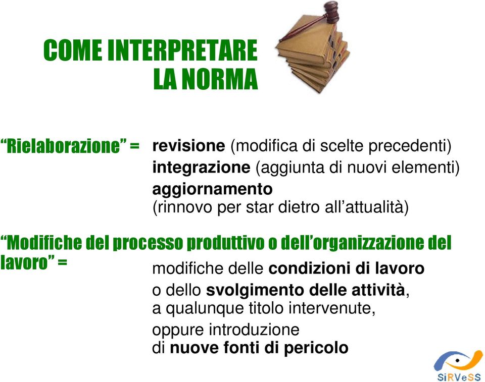 processo produttivo o dell organizzazione del lavoro = modifiche delle condizioni di lavoro o dello