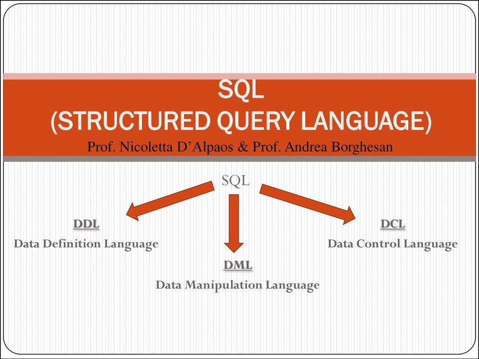 Andrea Borghesan SQL DDL Data Definition