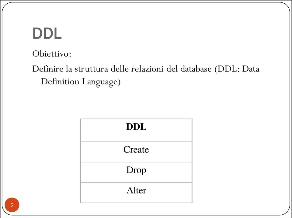 database (DDL: Data Definition