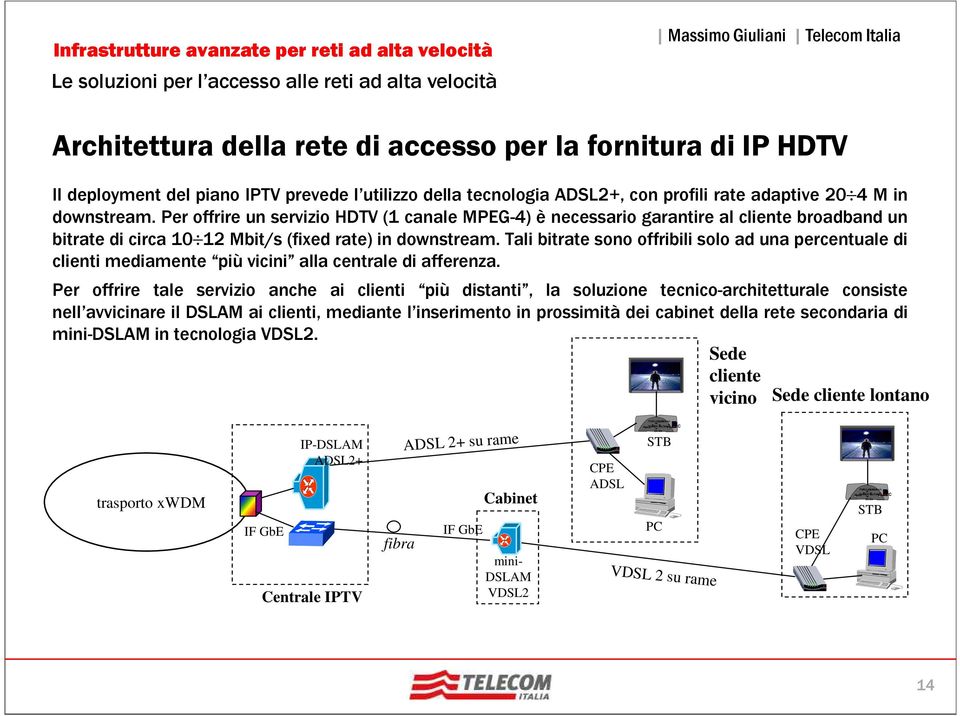 Tali bitrate sono offribili solo ad una percentuale di clienti mediamente più vicini alla centrale di afferenza.