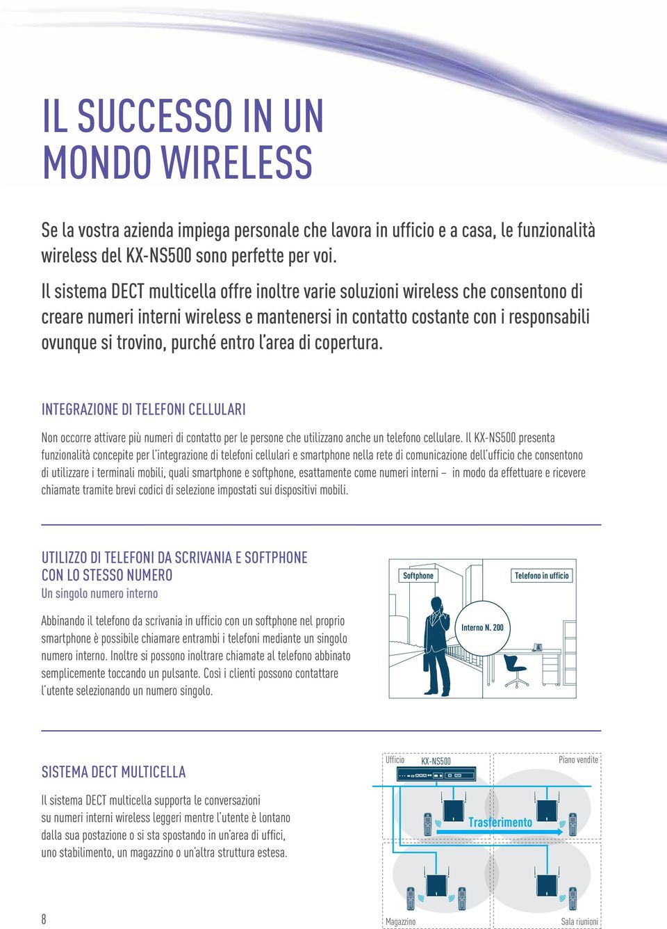 entro l area di copertura. Integrazione di telefoni cellulari Non occorre attivare più numeri di contatto per le persone che utilizzano anche un telefono cellulare.