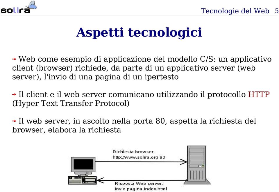 pagina di un ipertesto Il client e il web server comunicano utilizzando il protocollo HTTP (Hyper Text