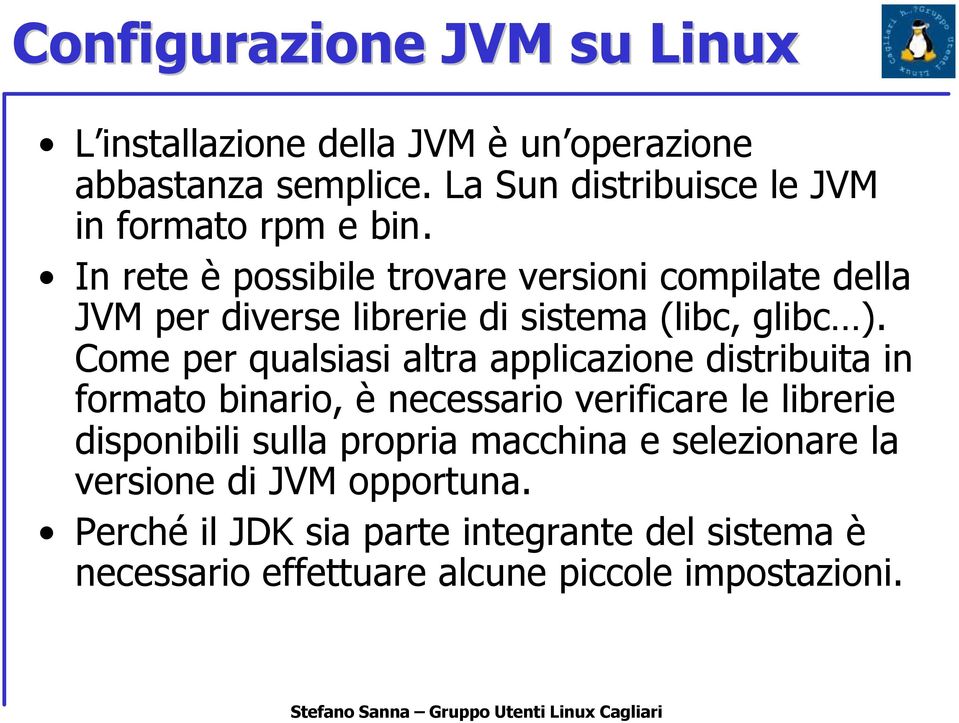 In rete è possibile trovare versioni compilate della JVM per diverse librerie di sistema (libc, glibc ).