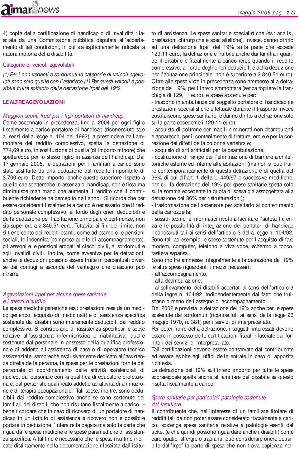 la parte di spesa che non trova capienza nelmaggio 2006 pag.