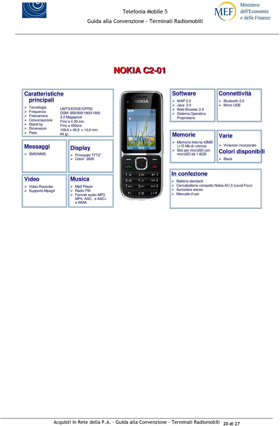 0 Sistema Operativo Proprietario Memoria Interna 43MB (+15 Mb di rubrica) Slot per microsd con microsd da 1 6GB Bluetooth 2.