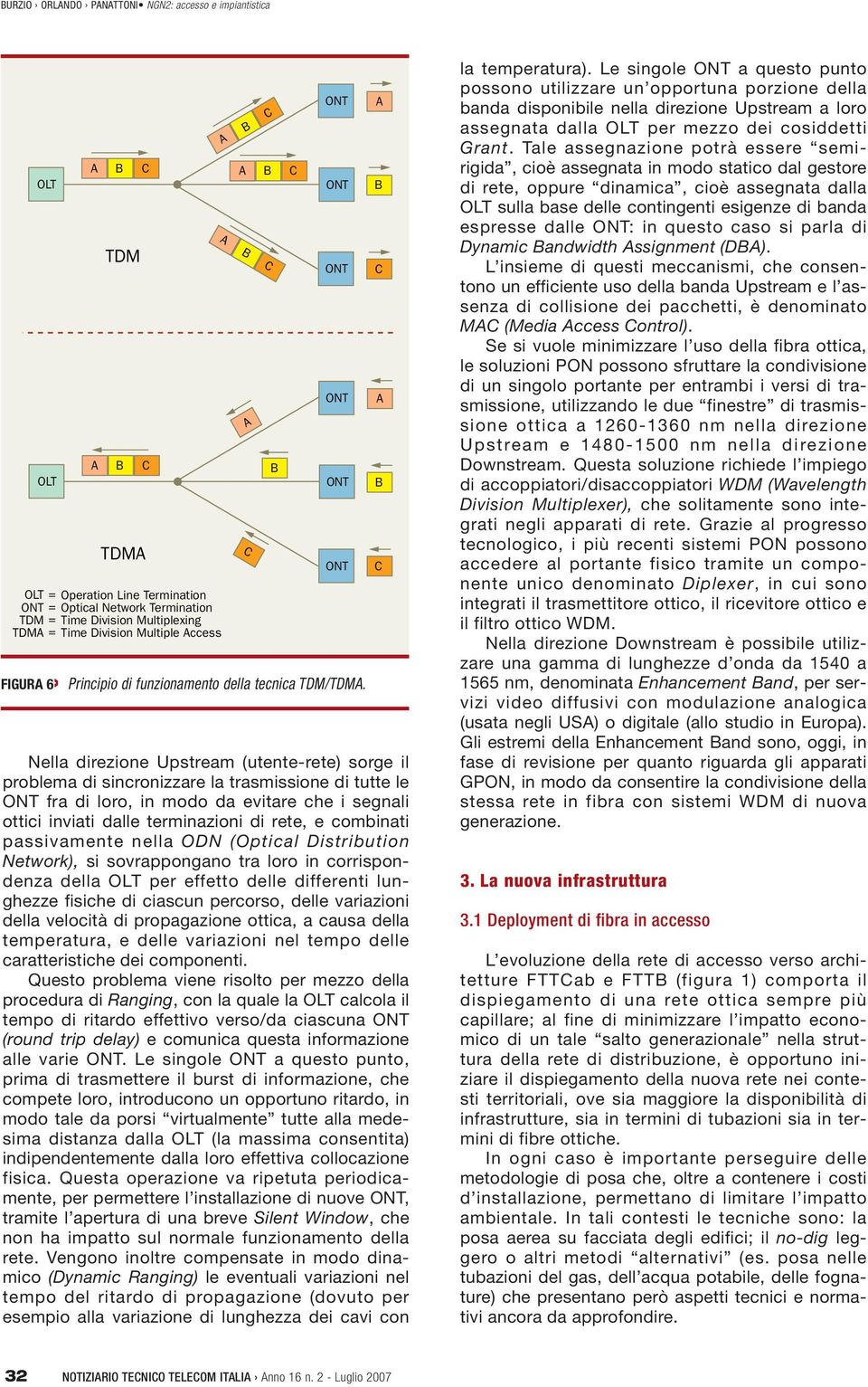 Nella direzione Upstream (utente-rete) sorge il problema di sincronizzare la trasmissione di tutte le fra di loro, in modo da evitare che i segnali ottici inviati dalle terminazioni di rete, e