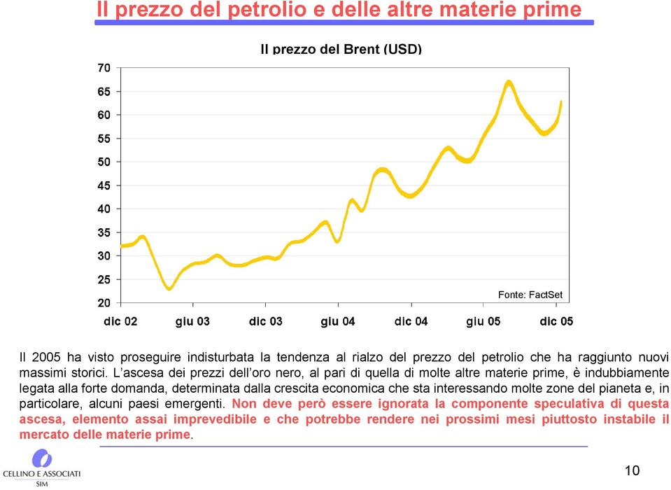 L ascesa dei prezzi dell oro nero, al pari di quella di molte altre materie prime, è indubbiamente legata alla forte domanda, determinata dalla crescita economica che