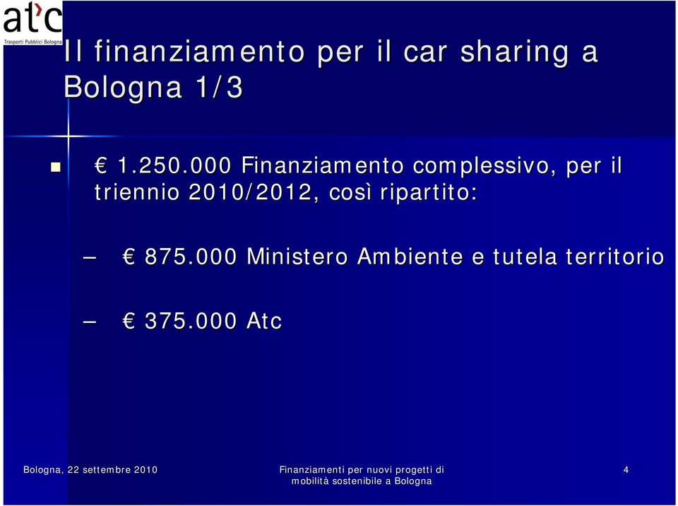 000 Finanziamento complessivo, per il triennio