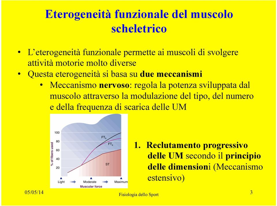 sviluppata dal muscolo attraverso la modulazione del tipo, del numero e della frequenza di scarica delle UM 1.