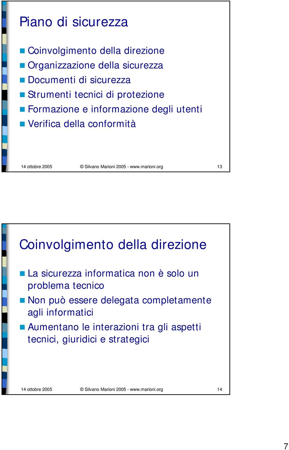 org 13 Coinvolgimento della direzione La sicurezza informatica non è solo un problema tecnico Non può essere delegata completamente