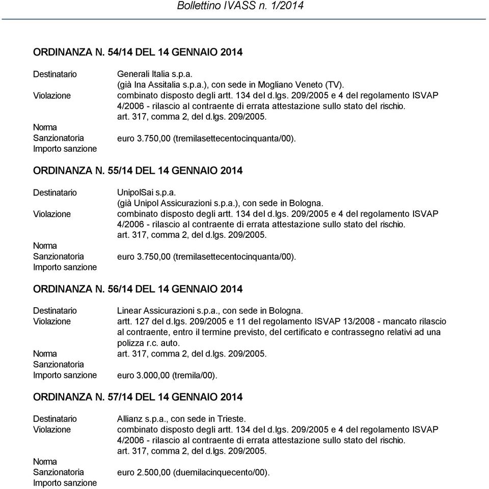 209/2005 e 11 del regolamento ISVAP 13/2008 - mancato rilascio al contraente, entro il termine previsto, del certificato e contrassegno relativi ad una polizza r.