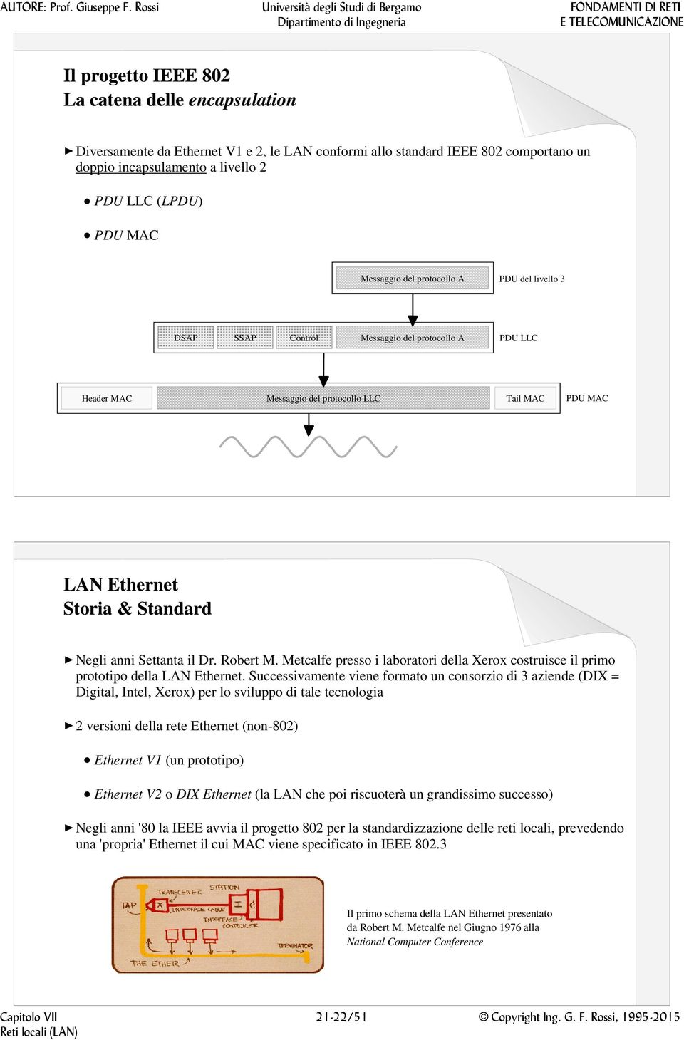 Settanta il Dr. Robert M. Metcalfe presso i laboratori della Xerox costruisce il primo prototipo della LAN Ethernet.