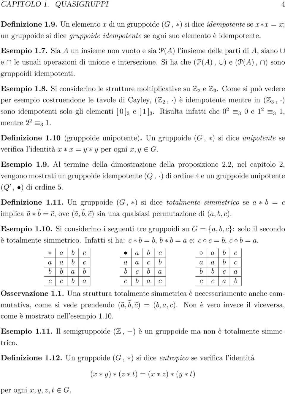 Si considerino le strutture moltiplicative su Z 2 e Z 3.