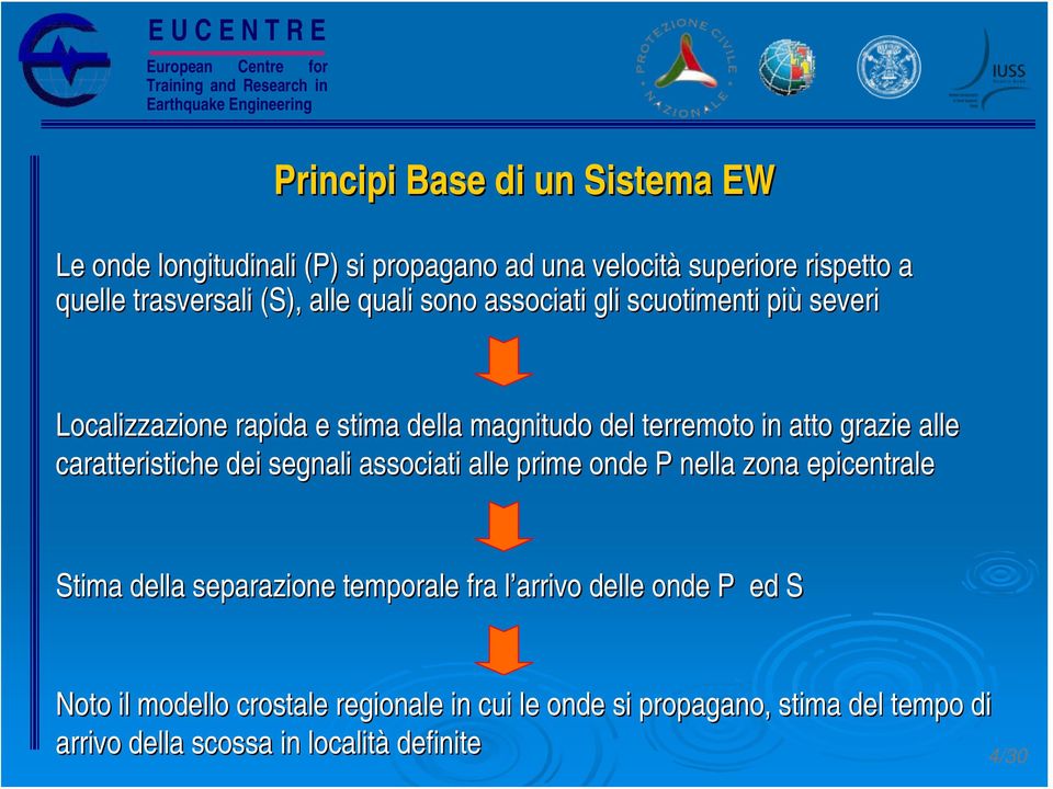 caratteristiche dei segnali associati alle prime onde P nella zona epicentrale Stima della separazione temporale fra l arrivo l delle