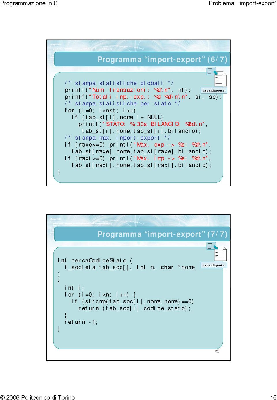 nome,tab_st[maxe].bilancio); if (maxi>=) printf( Max. imp -> %s: %d\n", tab_st[maxi].nome,tab_st[maxi].